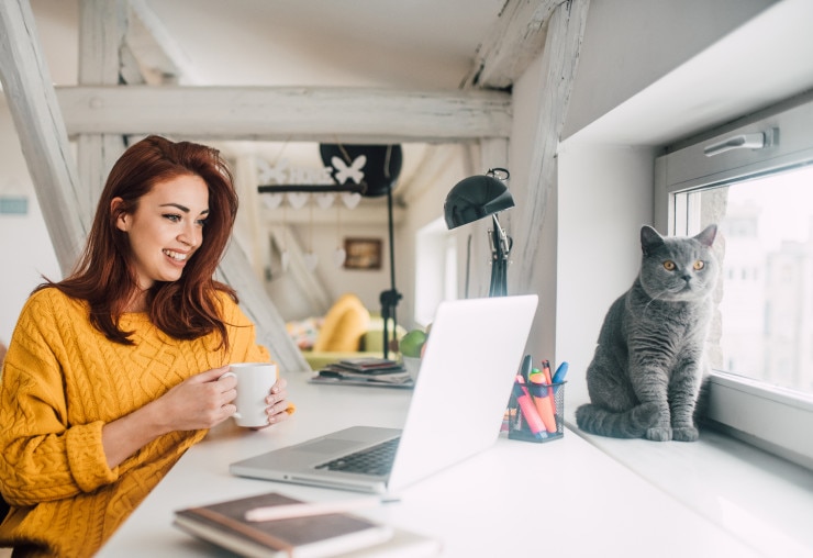 woman working remotely