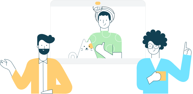 Illustration of people on video call