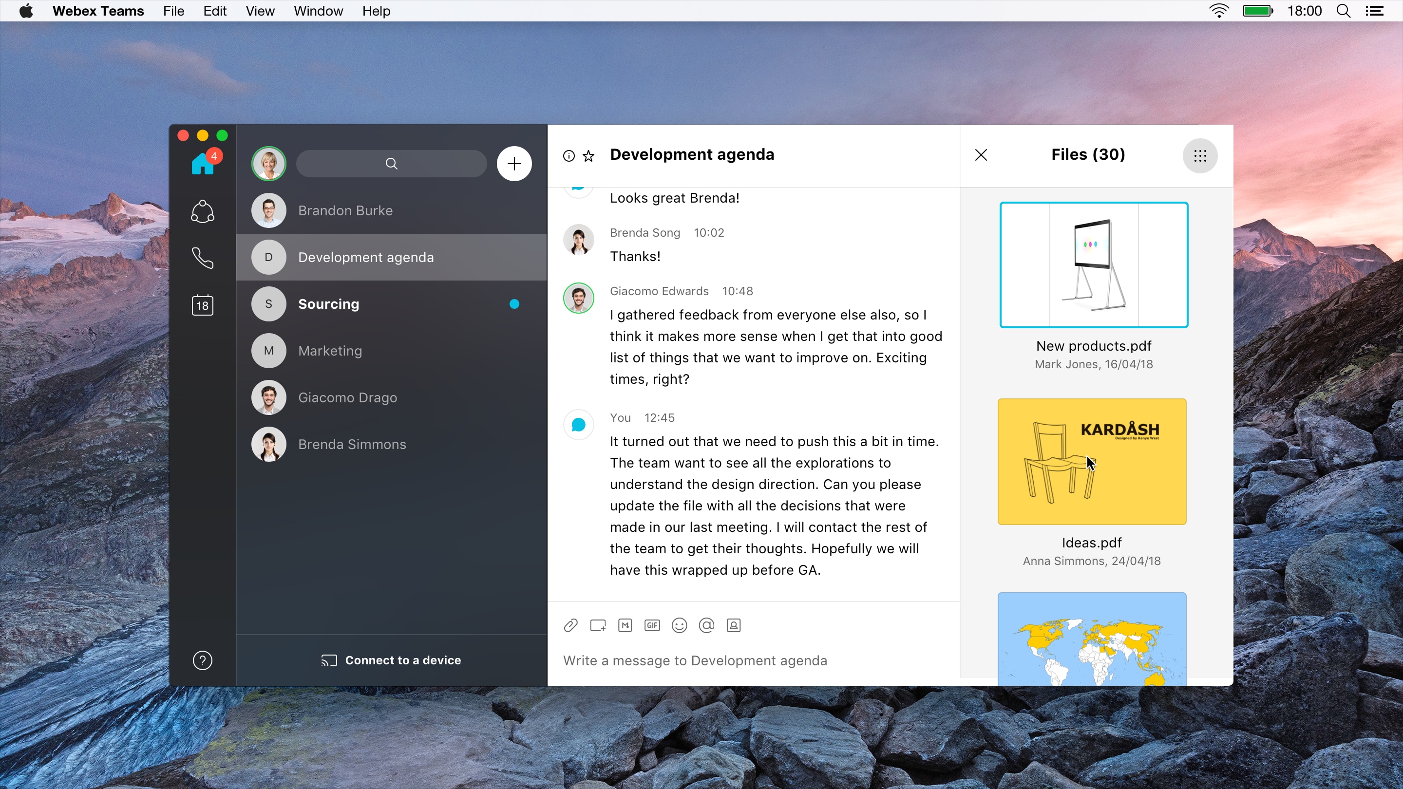 Share files with Cisco Webex Teams App on your devices