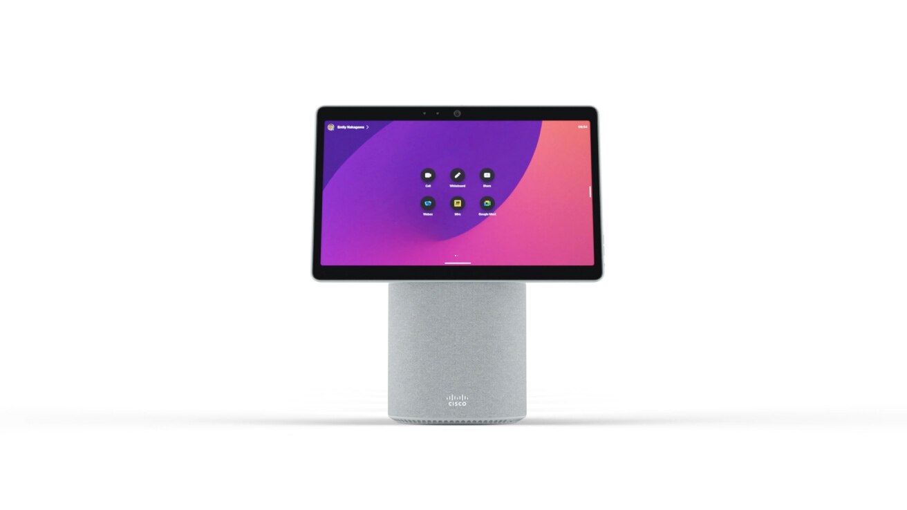 様々なカラーバリエーションがある Cisco Desk Mini を中心とした、シスコのコラボレーションデバイスビデオ