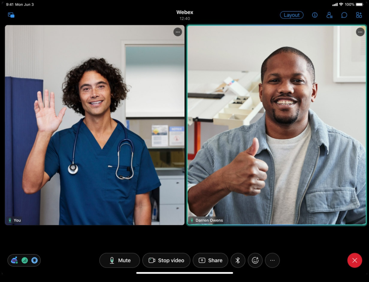 Example of the Webex Calling dialpad