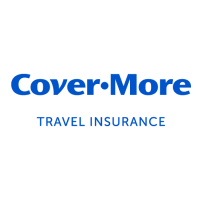 The Cover-More logo. The words Cover More in medium blue with the words Travel Insurance in all caps below.