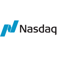 Nasdaq logo. A bright blue icon that evokes a capital letter N, followed by the word Nasdaq in black sentence case letters.