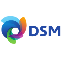 The Team DSM logo. A rounded icon with the letters DSM in all caps after it.