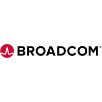 The Broadcom logo. A red circular icon with the word Broadcom to the right in black capital letters.