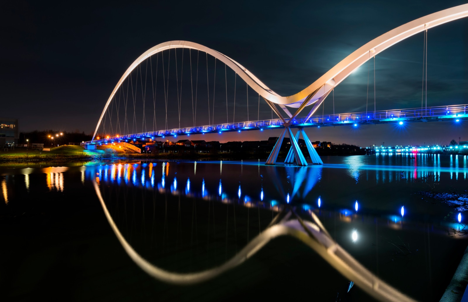 The Infinity Bridge is a public pedestrian and cycle footbridge across the River Tees in the borough of Stockton-on-Tees in northern England.