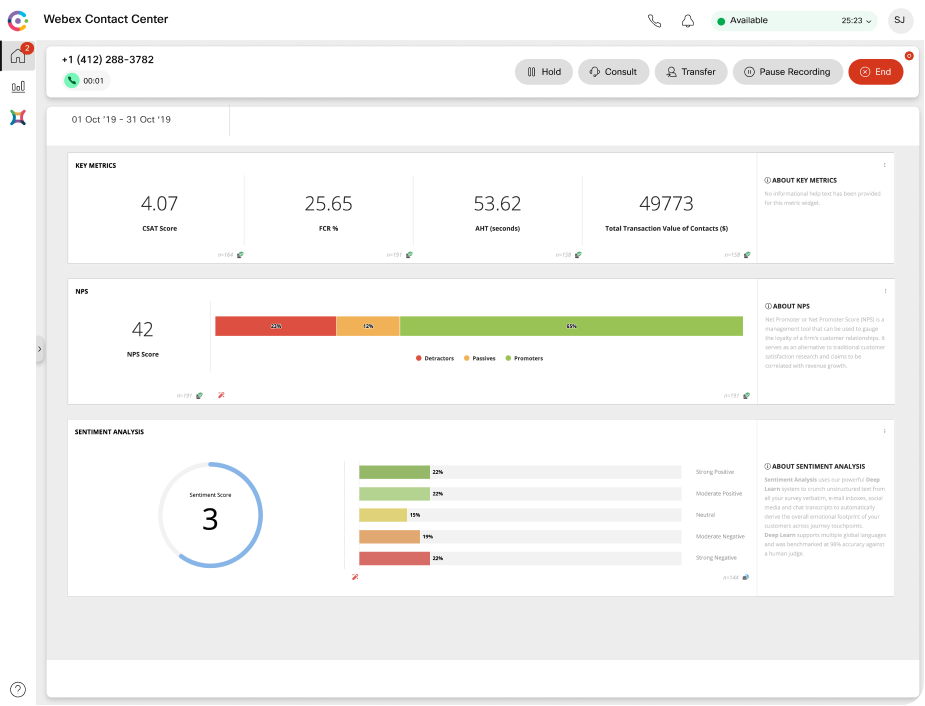 image of the Contact Center user interface