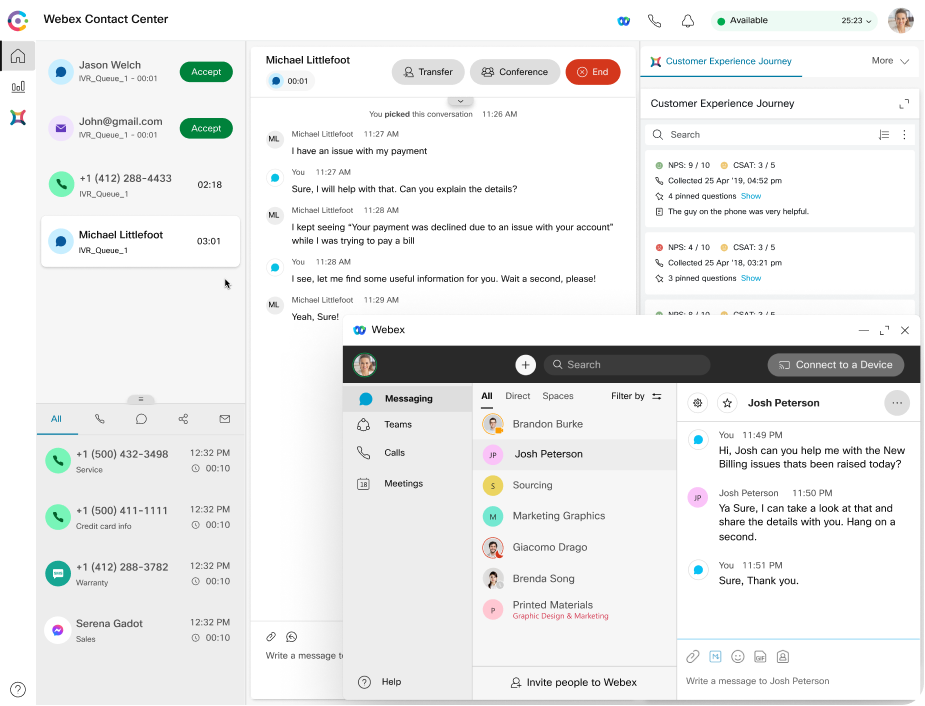 image of the Contact Center user interface