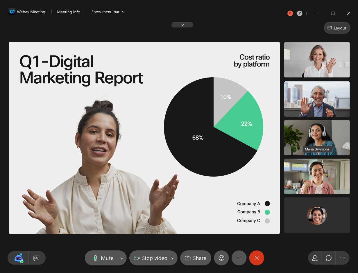  Example of the Webex immersive share featureg