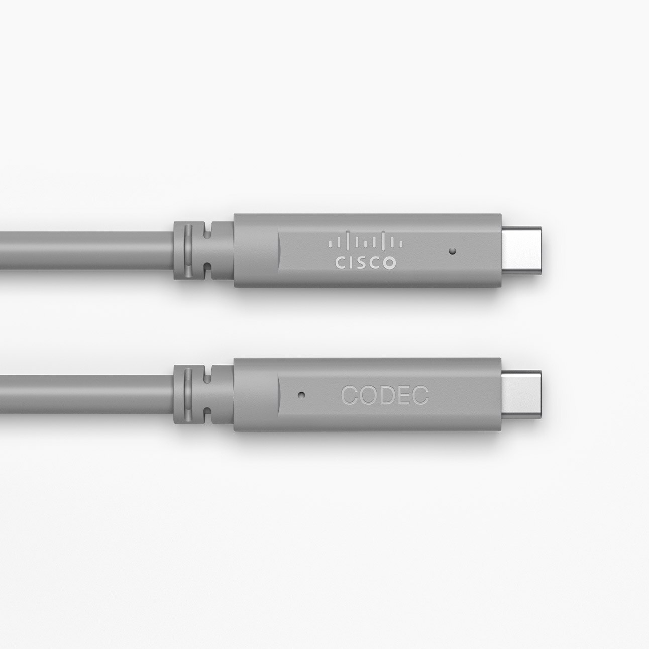 Product detail close up view of the USB connectors of the Cisco Active Optical USB-C Cable