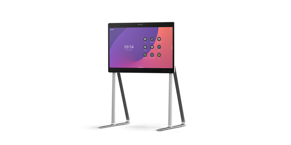 Three-quarter angle view of the floor-stand Cisco Board Pro 55
