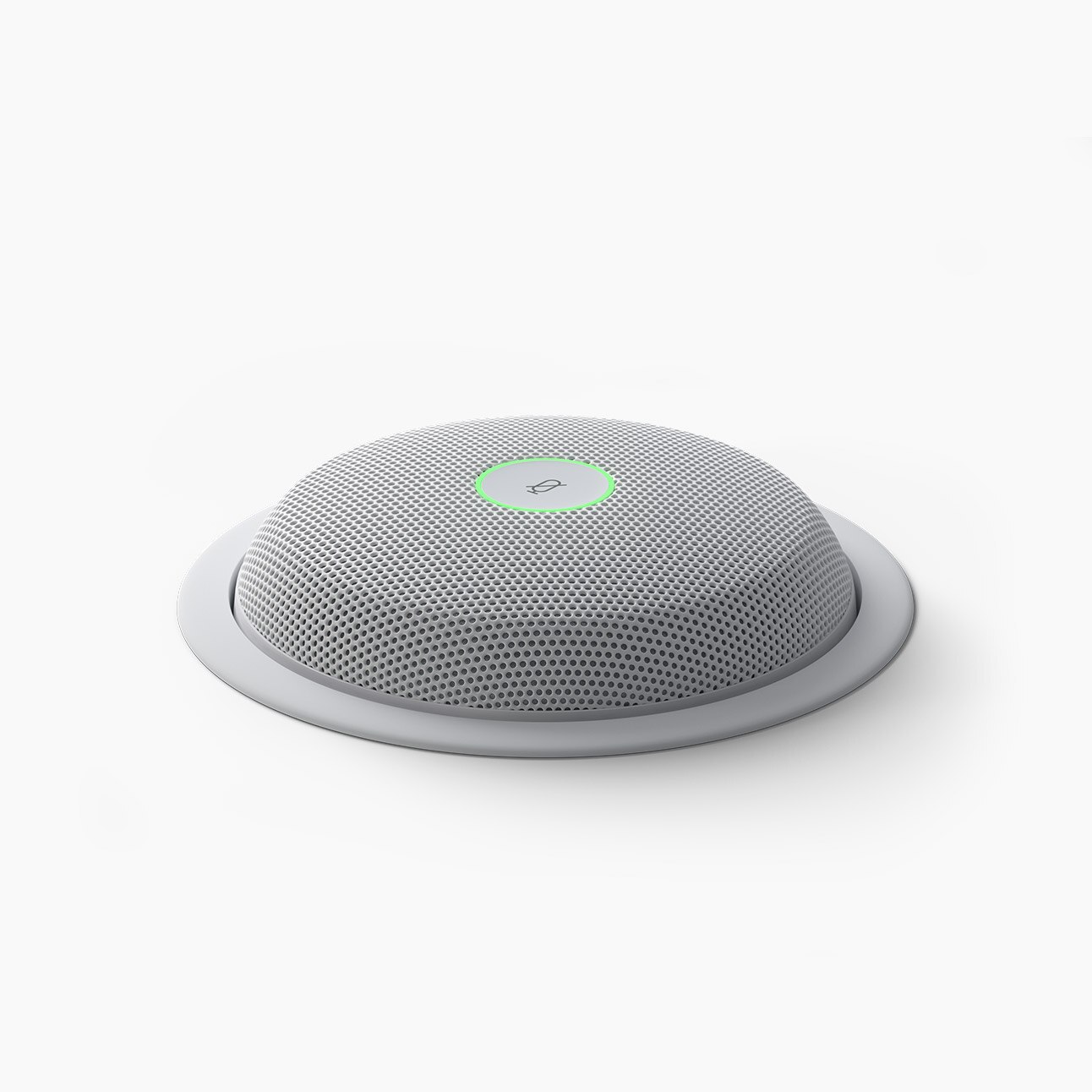 Product detail close up view of the multi-directional Cisco Microphone Array tabletop conferencing microphone device.