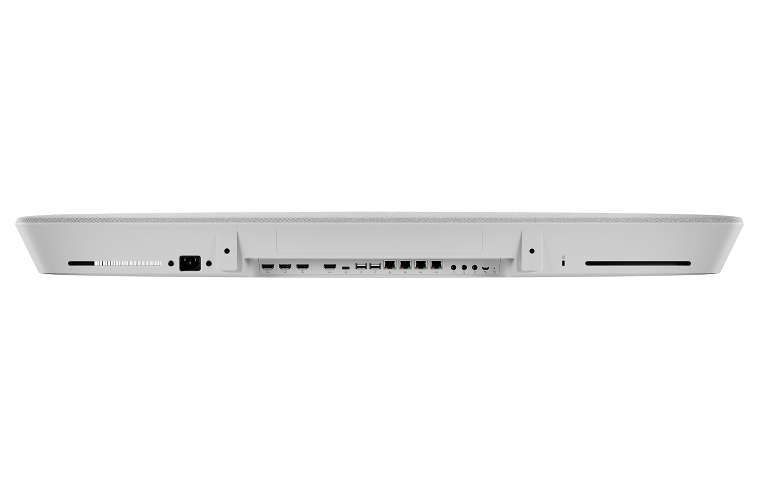 A back view of the the Cisco Room Bar Pro in the light color option.