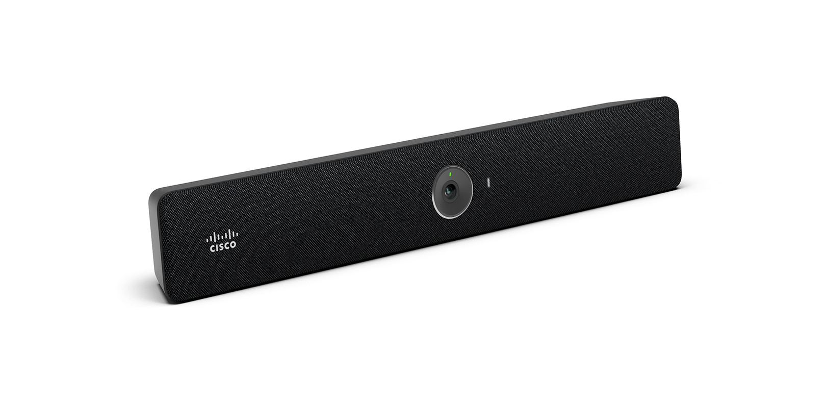 Cisco Room Bar shown from the front with the video bar camera visible at the center of the collaboration device