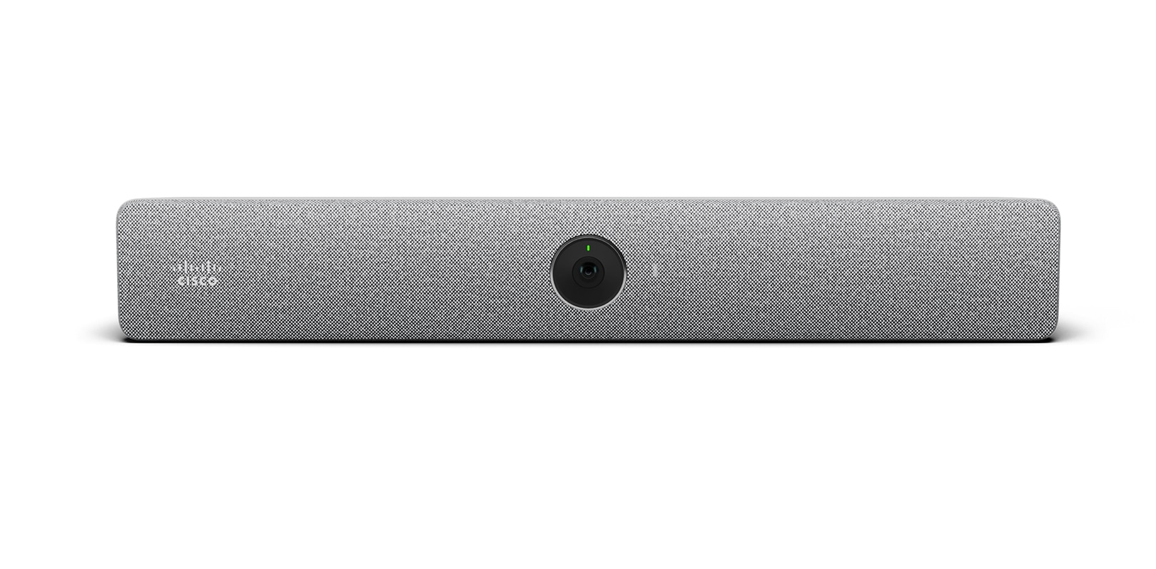 Cisco Room Bar shown from the front with the video bar camera visible at the center of the collaboration device