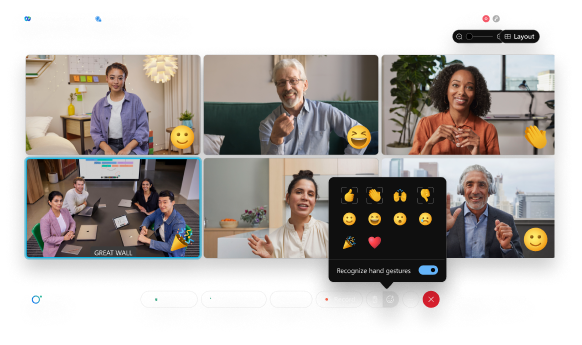 Webex UI on a device showing gestures