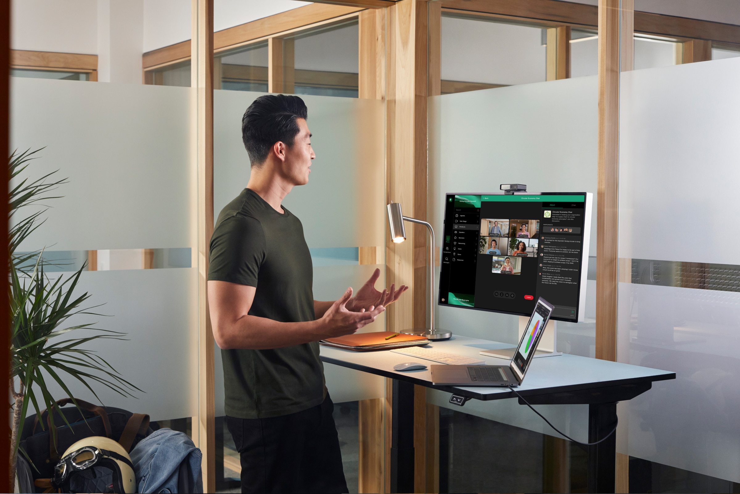 Person attends virtual event hosted using Webex Events