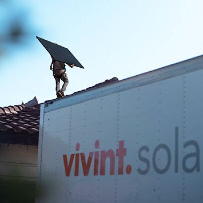 An image that includes the logo of Vivint Solar