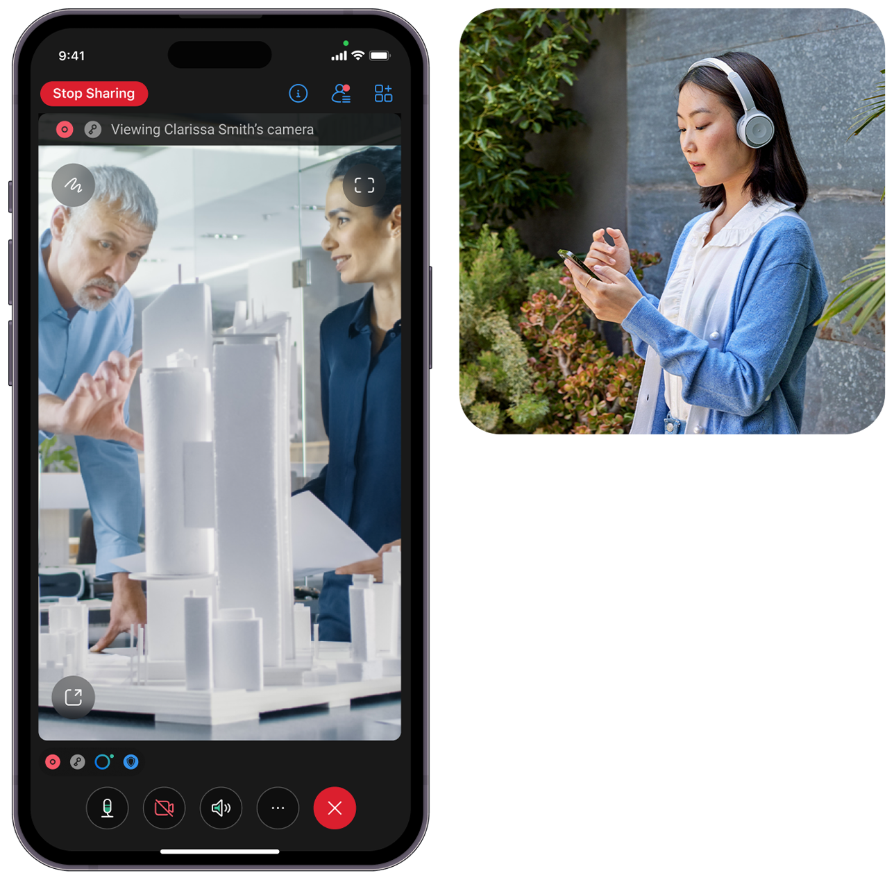 Example of mobile camera share in Webex Meetings