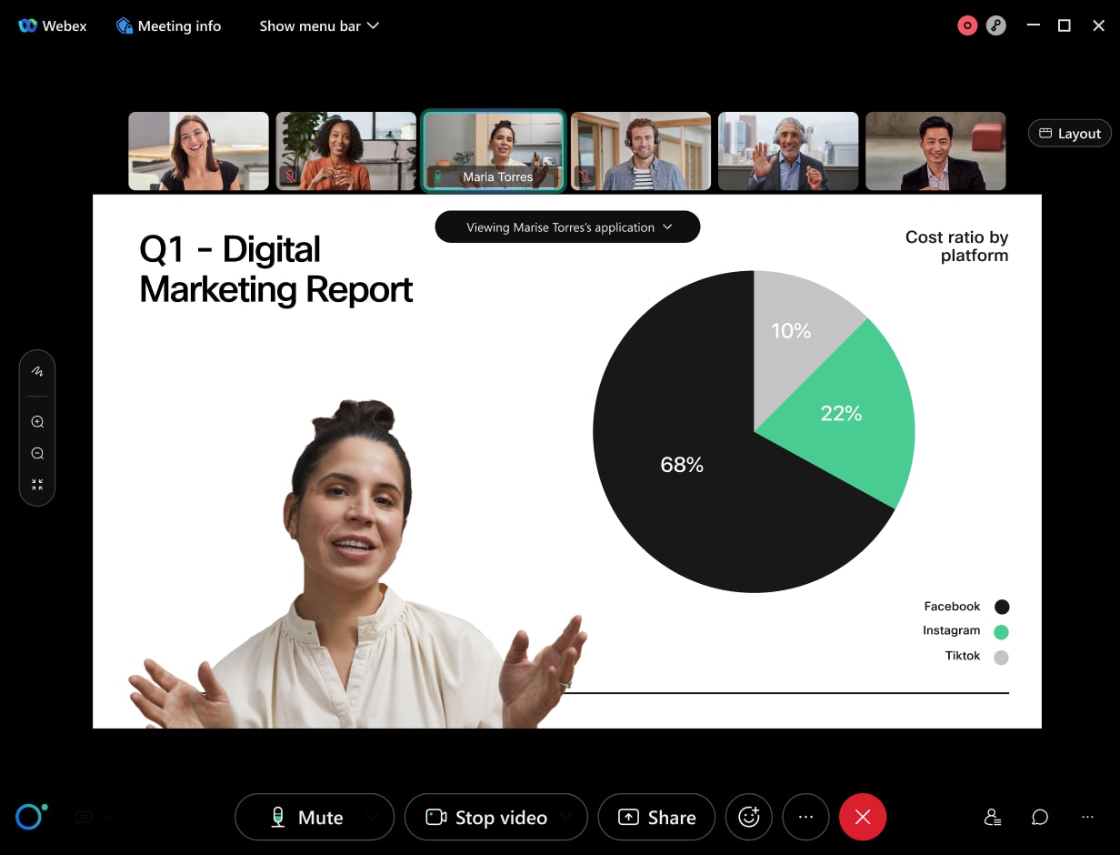 Example of the Webex immersive share experience