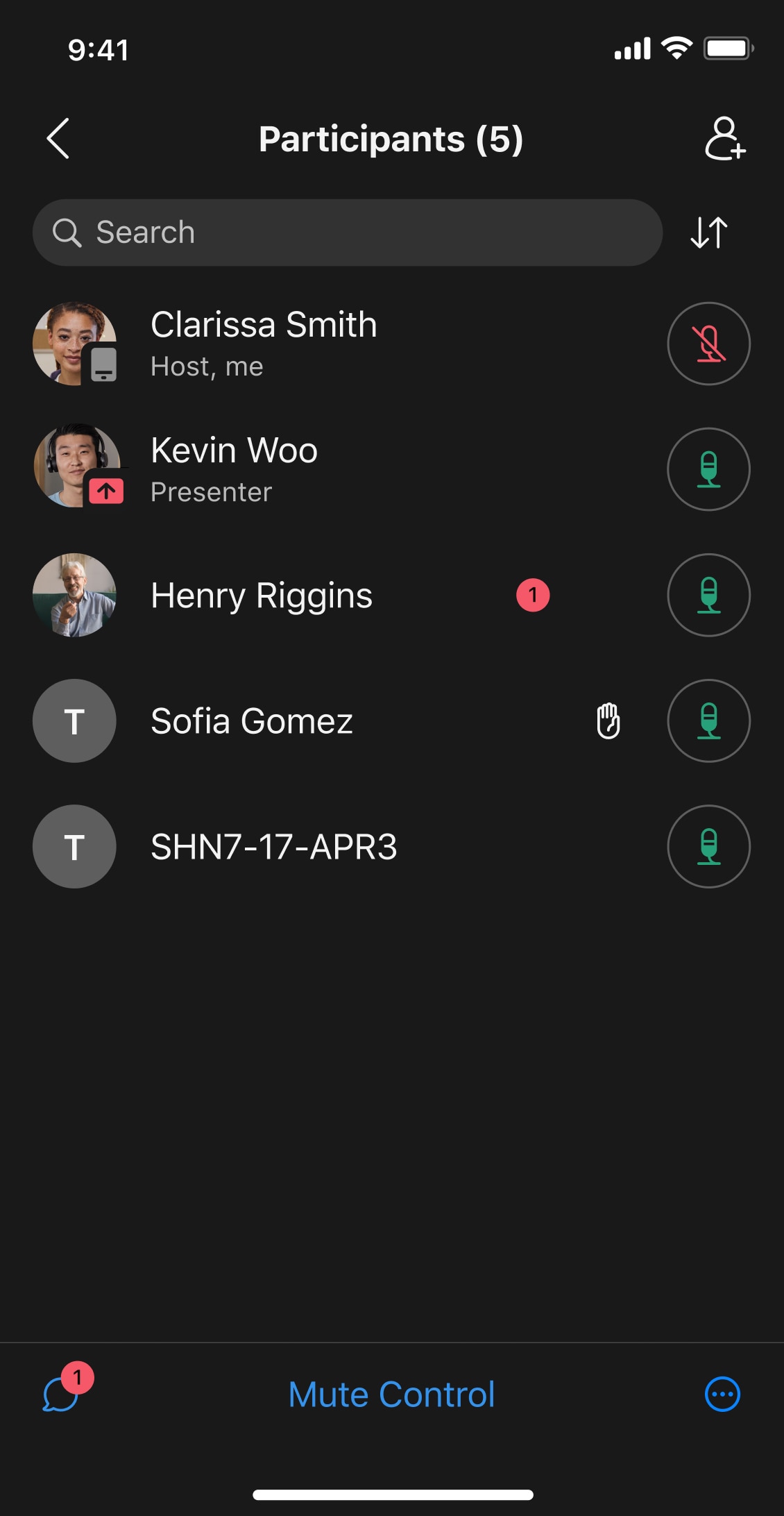 Webex UI showing virtual events