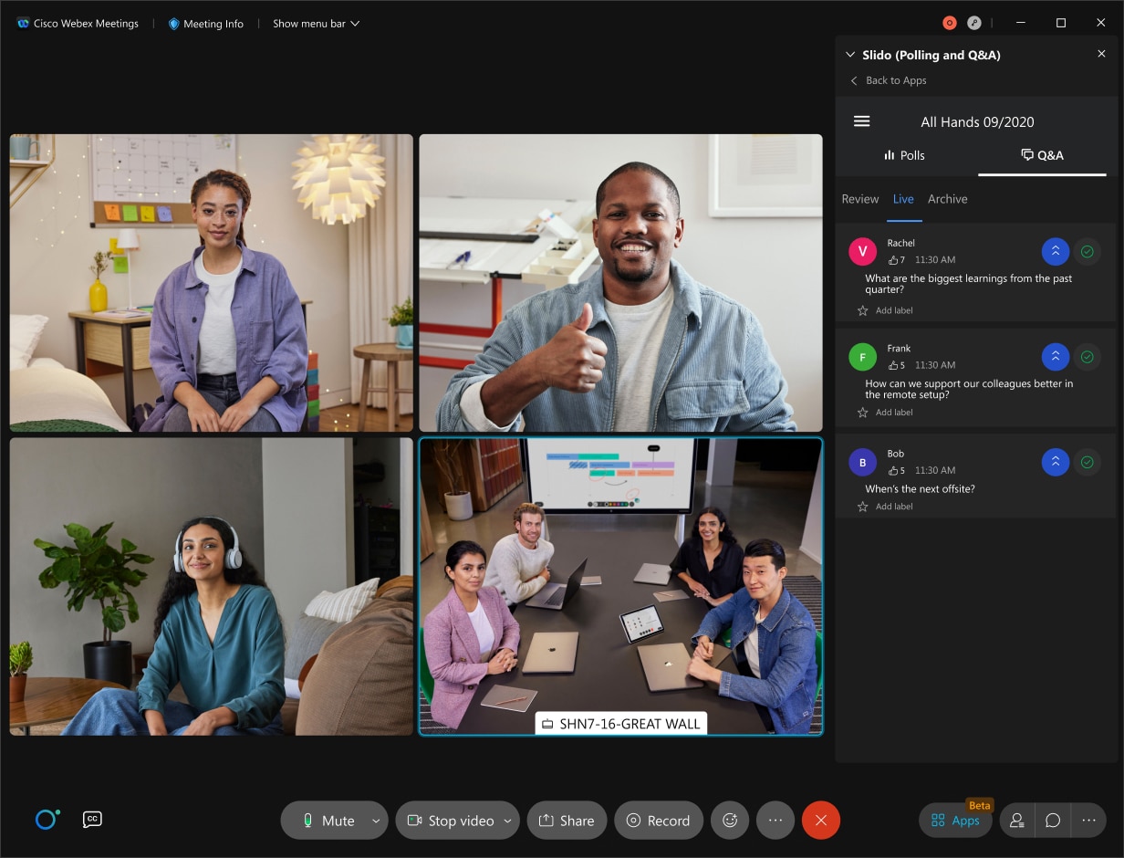 Example of Webex events