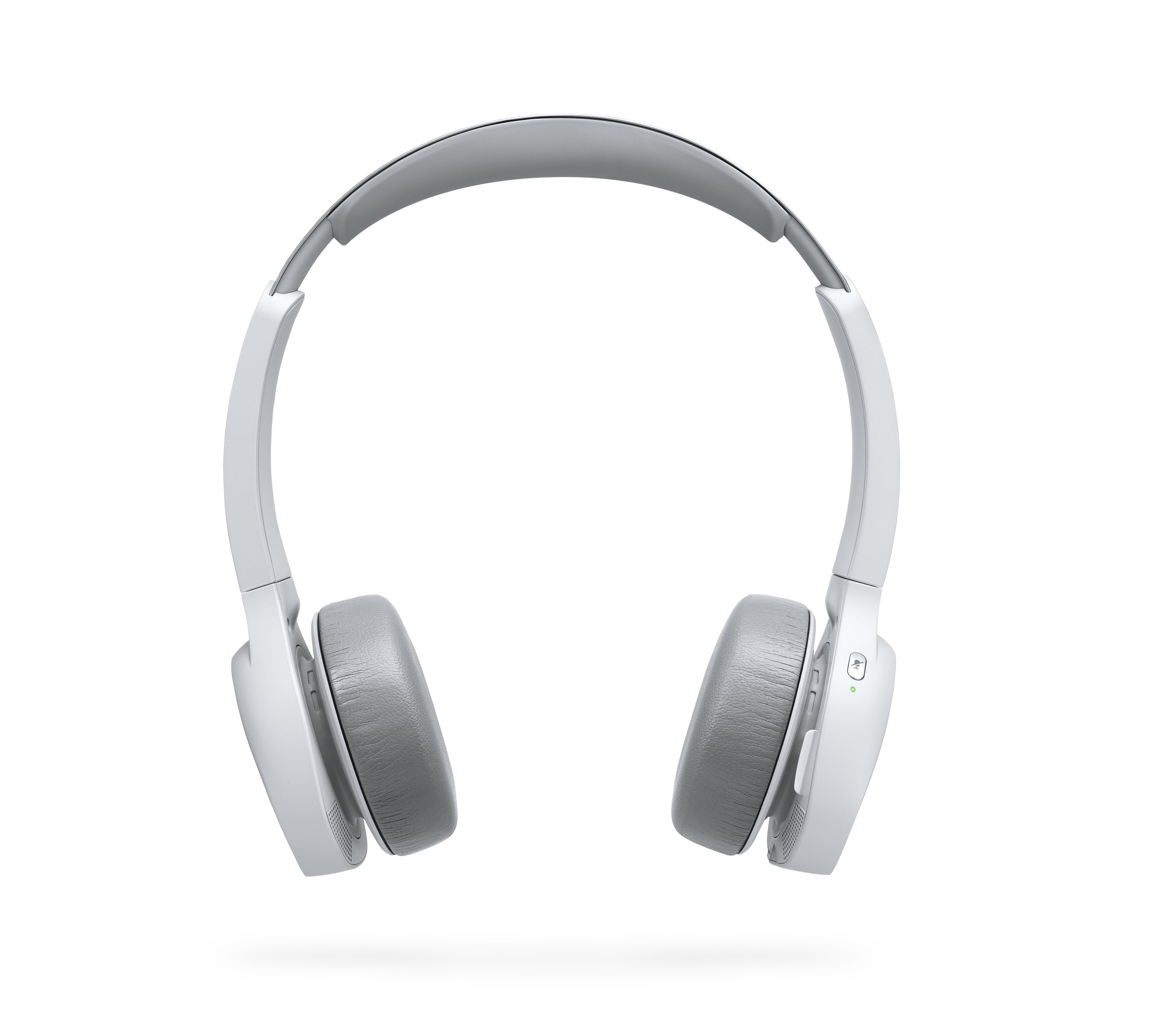 A front view of a Cisco Headset 730 in platinum.