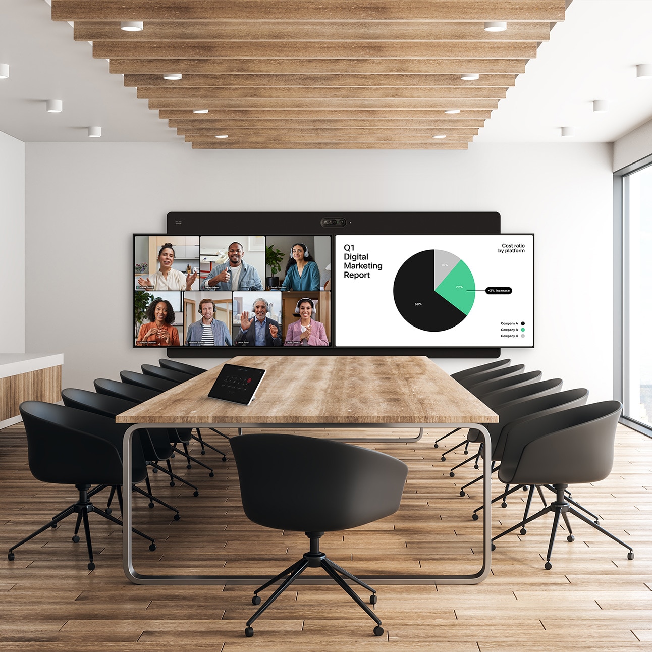 Cisco Room Kit EQX Premier video conferencing for meeting rooms.