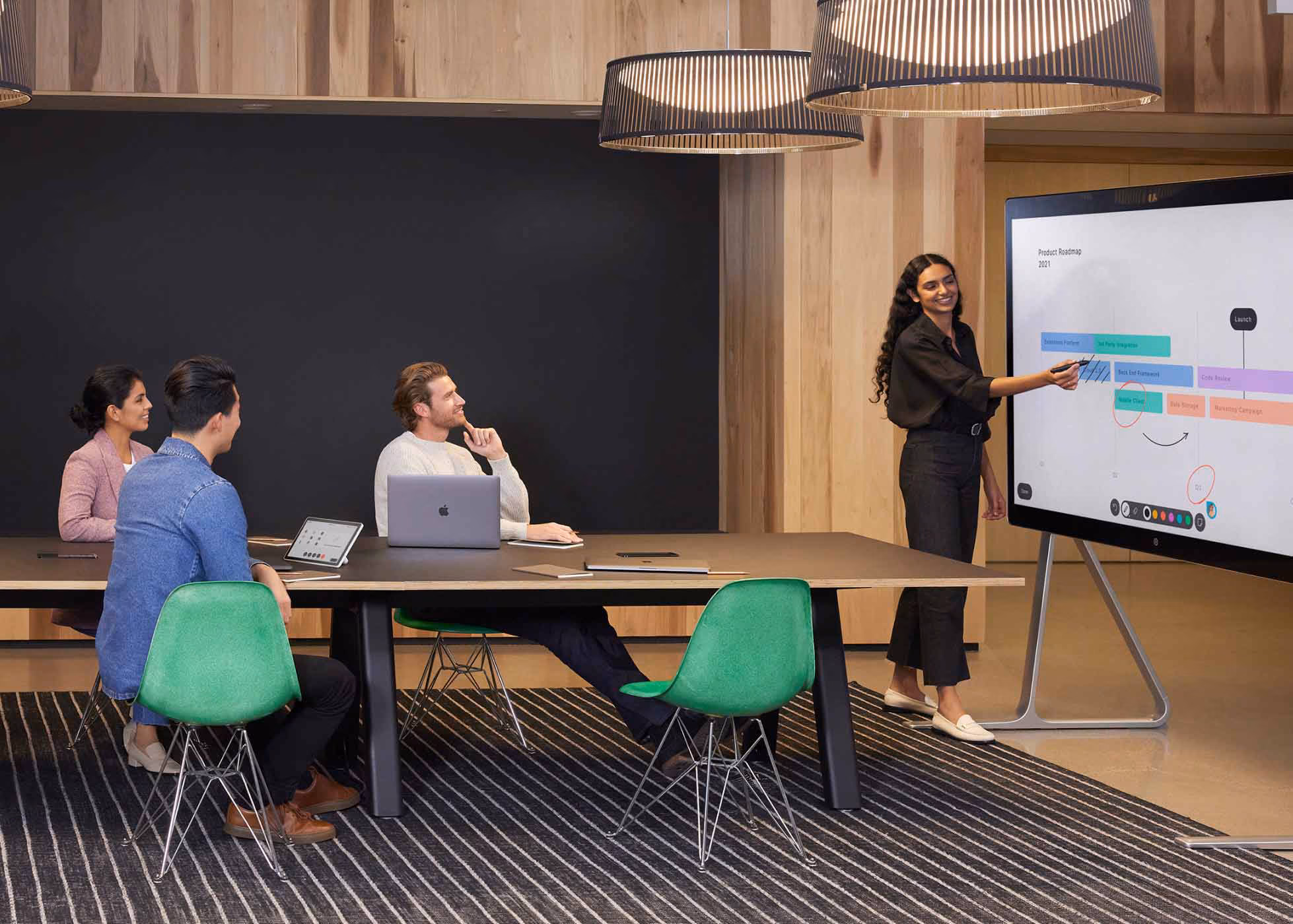 People enjoy a secure meeting using Webex devices